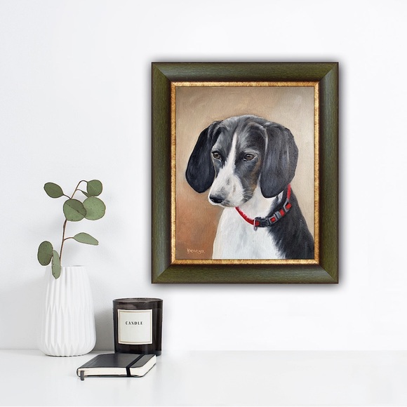 Original Oil Painting Signed custom animal portraits dog painting hound - Picture 4 of 5